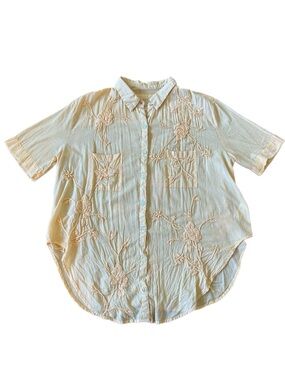 Kyla Seo Women’s Handmade Embroidered Short Sleeve Button Up Shirt